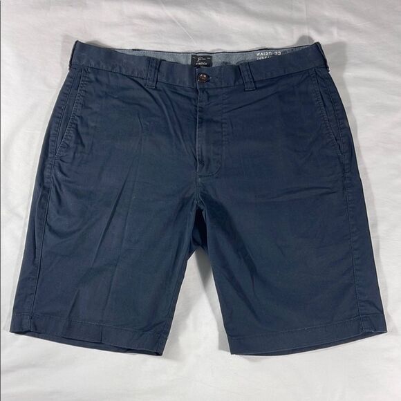 J. Crew mens navy blue Stretch basic flat front 10" chino shorts - size 33 - Picture 2 of 13